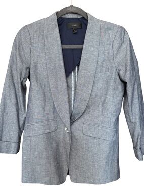 J.Crew Light Blue Linen & Cotton Blend Blazer 7/8 Sleeve Sz 2P